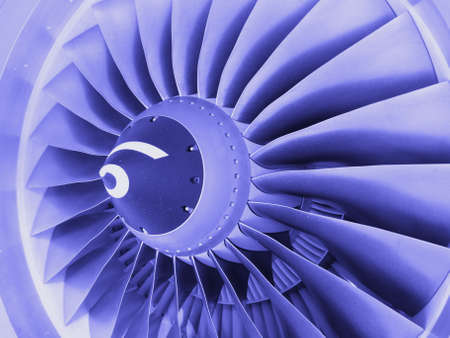 Jet engine in blue toneの写真素材