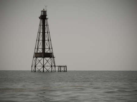 Sombrero Reef Lighthouse in the Florida Keys (aged)の写真素材