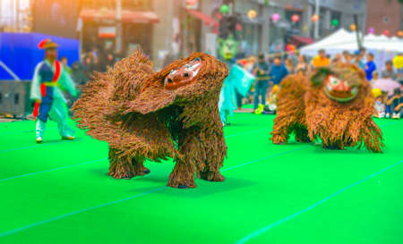 Lion dance culture of Koreaの写真素材