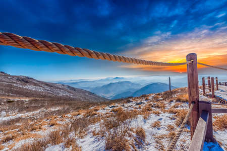 View of Mudeung mountain national park,Kwangju,South Koreaの写真素材