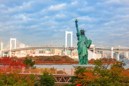 Tokyo bay and rainbow bridge,Tokyo,Japanのeditorial素材