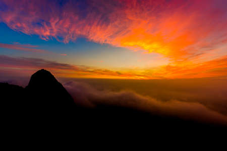 First light and silhouette at bukhansan National park,South Korea.の写真素材