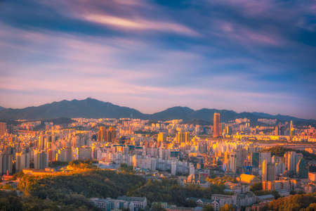 Seoul capital skyline and morning light,south Koreaの写真素材