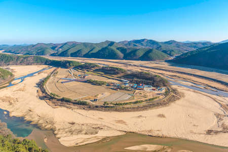 Hoeryongpo river bend in South Koreaの写真素材