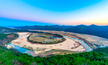 Hoeryongpo river bend in South Koreaの写真素材