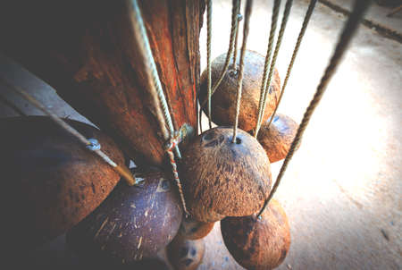 Coconut shell rope is a toy thai childrenの写真素材