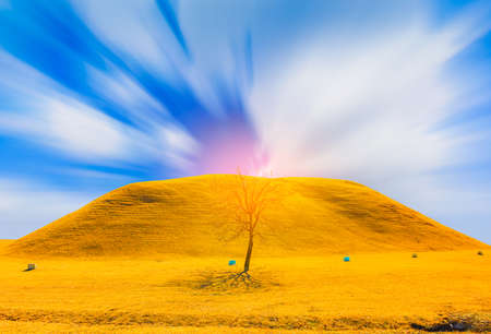 The Royal Tombs of Shila,Tumuli in Kyeongju,South Koreaの写真素材