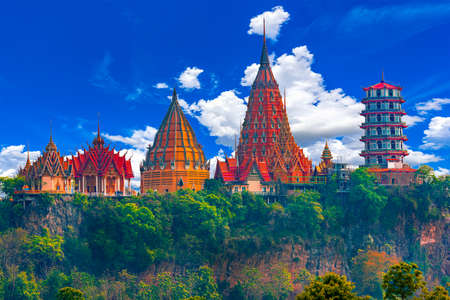 Tiger Cave Temple (Wat Tham Sua) in Kanchanaburi, Thailandの写真素材