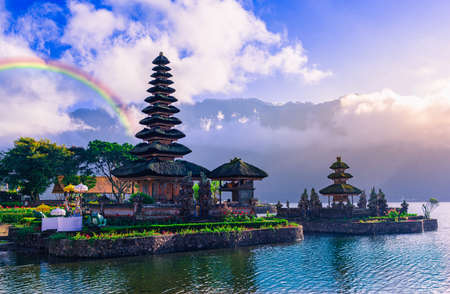 Pura ulun danu bratan temple after morning rain in Bali, Indonesia.の写真素材