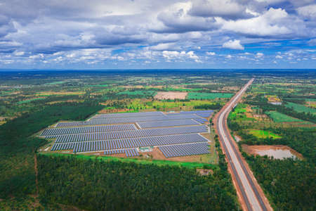 Solar panels in aerial view.の写真素材