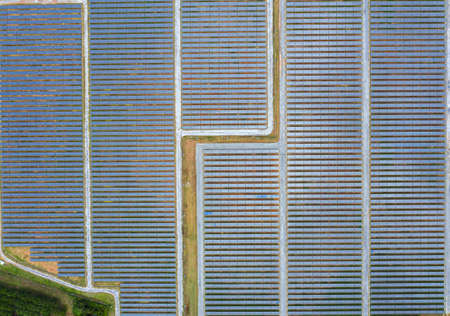 Solar panels in aerial view.の写真素材