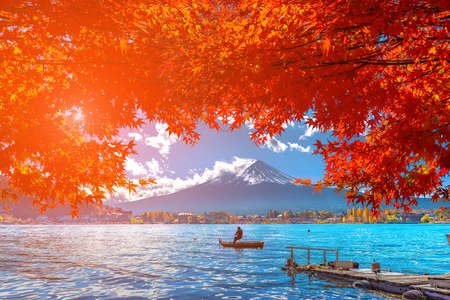 Autumn at Fuji mountain in Japanの写真素材