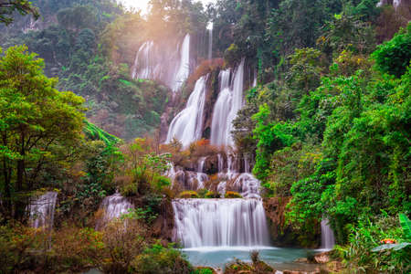 Tee lor su waterfall in Thailand at the tropical forest , Umphang District, Tak Province, Thailandの写真素材