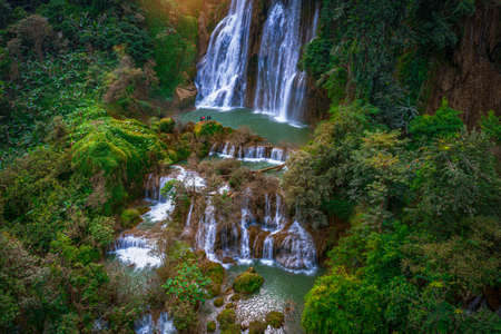 Tee lor su waterfall in Thailand at the tropical forest , Umphang District, Tak Province, Thailandの写真素材