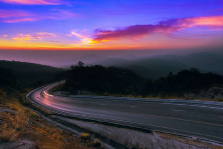 Sunrise at Doi Inthanon National park in Chiang Mai Province, Thailandの写真素材
