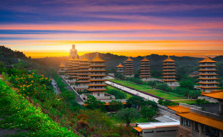 Twilight scenery in temples in Taiwanのeditorial素材