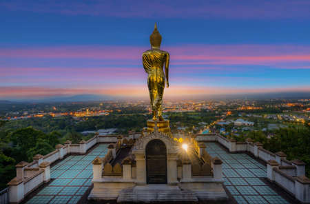 Wat Phrathat Khao Noi with Sunrise and the mist. This temple is the best location view of Nan...