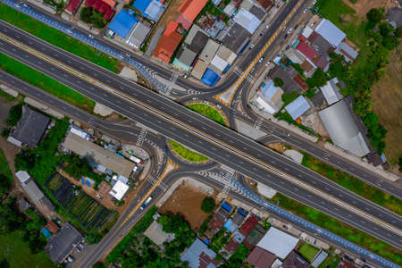 The most beautiful intersection of Kanthararak District, Si Sa Ket Province in Thailandの写真素材