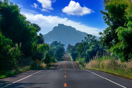 Route 1252 Route to Chae Son Hot Springs in Lampang Province, Thailandの写真素材