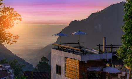Small village in the countryside of Doi Pha Hi, a popular tourist spot in Chiang Rai, Thailandの写真素材