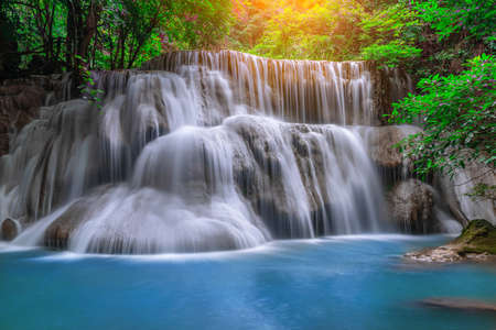 Huay Mae Khamin Waterfall Waterfall paradise Travel all year at Kanchanaburi, Thailand.の写真素材