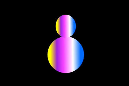 Number 8 (8) in neon light on black background. Vector illustration.