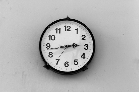 Classic Clock on dirty walls with Black and White.の写真素材