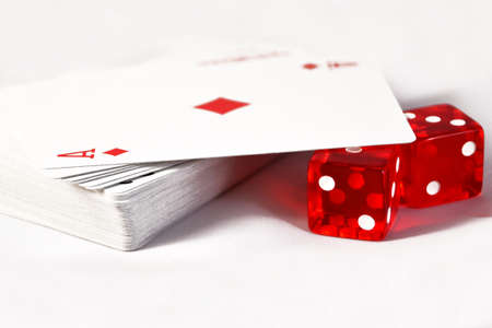 Dice with playing cards background Palabras clave aspirationsの写真素材