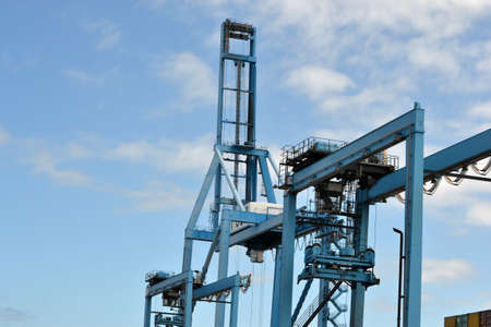 Cranes and containers on the dockのeditorial素材