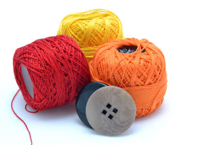 Colored threads and buttonsの写真素材