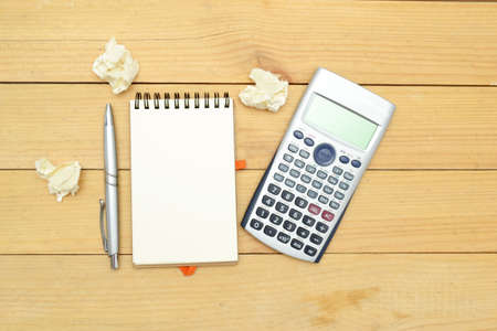 Office supplies on the woodの写真素材