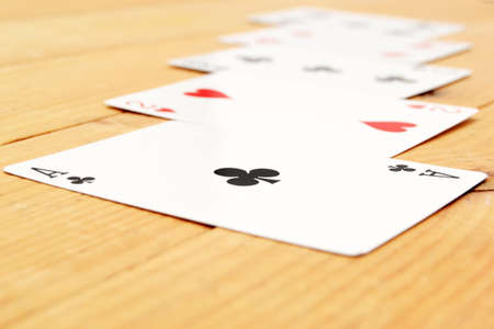 poker cards on woodのeditorial素材