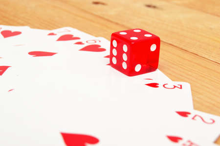 Poker cards and red diceの写真素材