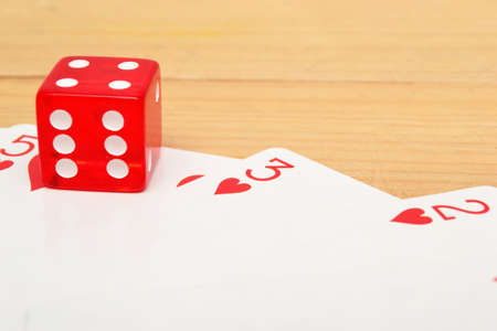 Poker cards and red diceの写真素材