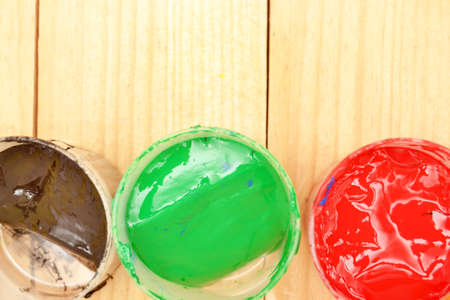Painter s palette with colorful paintsの写真素材
