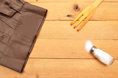 Hat cooking, eggs, wooden fork and salt