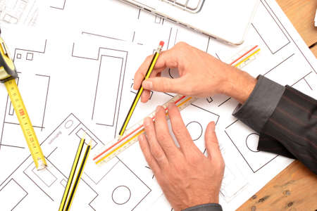 Tools for construction drawingsの写真素材