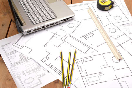 Tools for construction drawingsの写真素材