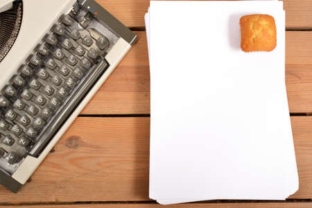 Typewriter and notebookの写真素材