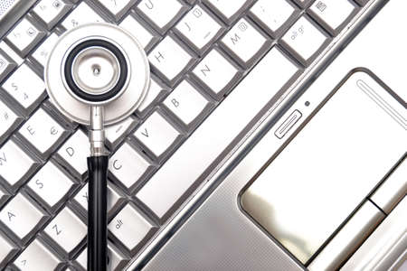 Laptop and stethoscopeの写真素材