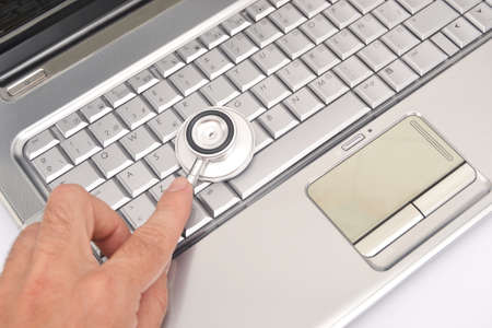 Laptop and stethoscopeの写真素材