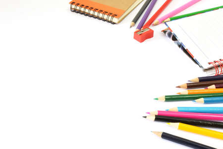 colored pencils blackboardの写真素材