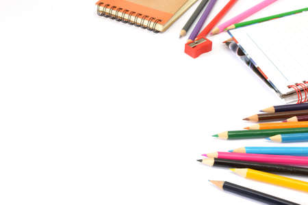 colored pencils blackboardの写真素材