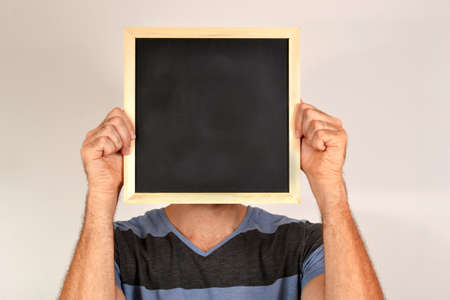 Man with blackboardの写真素材