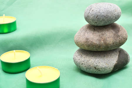 Zen stones and candlesの写真素材
