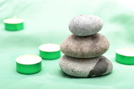 Zen stones and candlesの写真素材