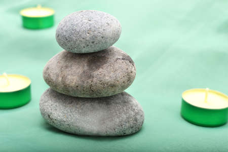 Zen stones and candlesの写真素材