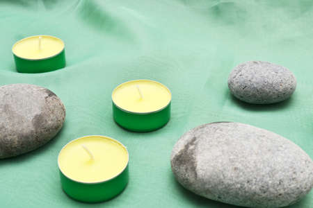 Zen stones and candlesの写真素材
