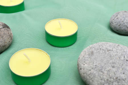 Zen stones and candlesの写真素材
