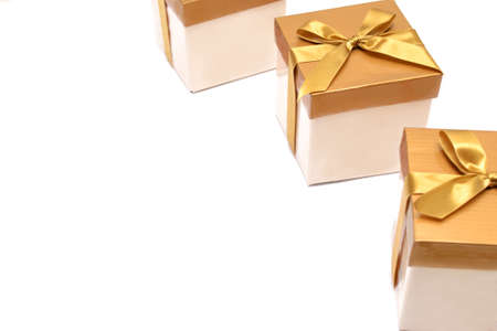 Gold gift boxesの写真素材